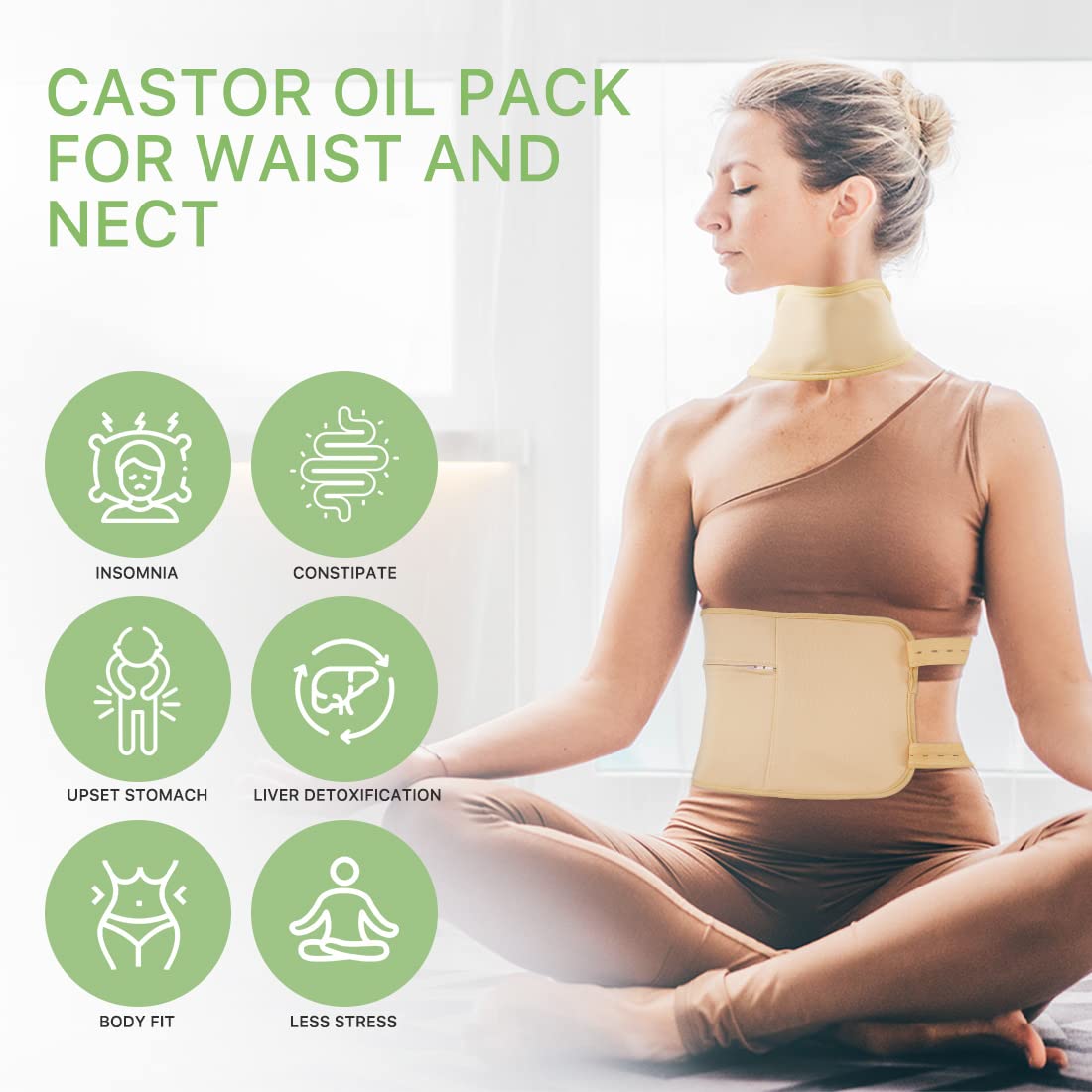 Castor Oil Pack Wrap for waist with adjustable strap