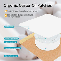 Castor oil patches measuring 2.76 x 2.76 inches, 50 pieces