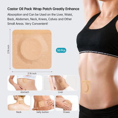 Patch applied to the navel for castor oil therapy