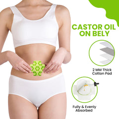 Castor oil patches packaged and prepared
