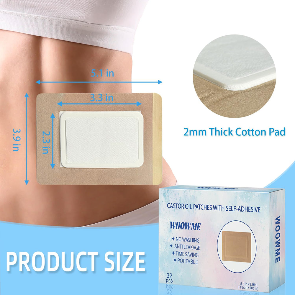 Castor oil patch wrap dimensions 5.1 x 3.9 inches