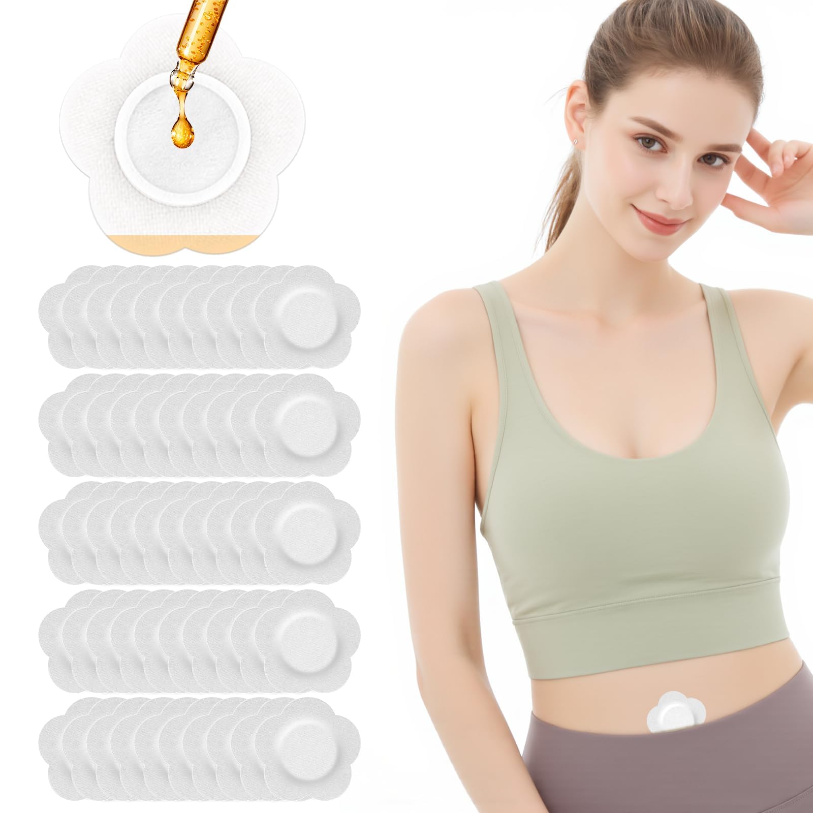 Castor oil patches in white packaging for 50 count