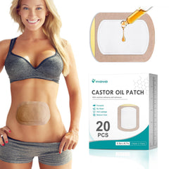 Box front displaying 20pcs Castor Oil Patches in packaging