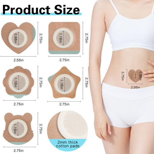 Self-adhesive castor oil patch applied to skin