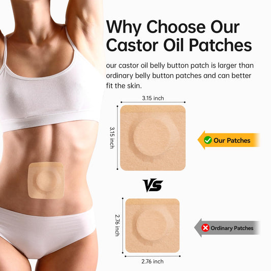 Close-up of the leak-free castor oil patch with organic cotton core