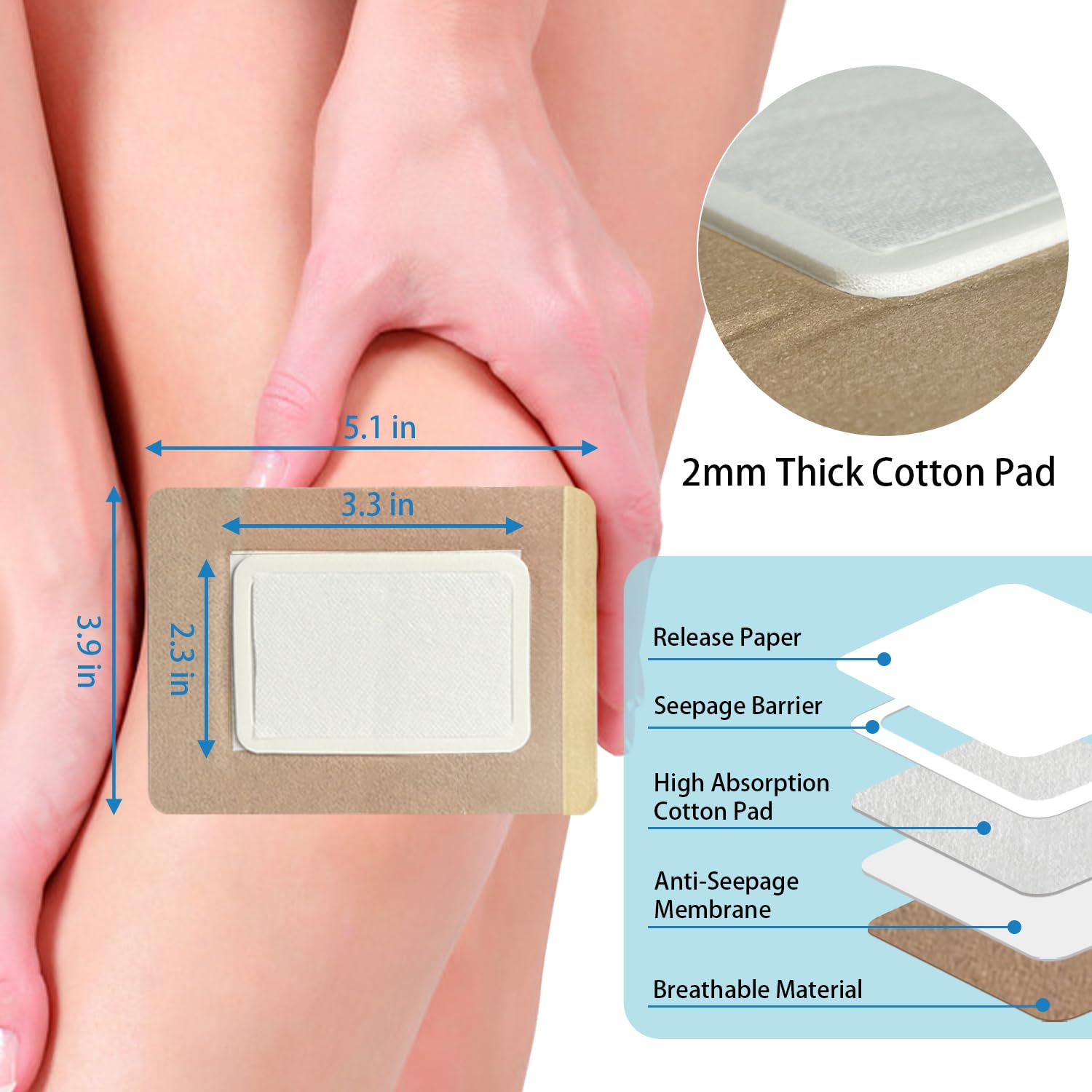 Castor oil patch applied to abdomen area