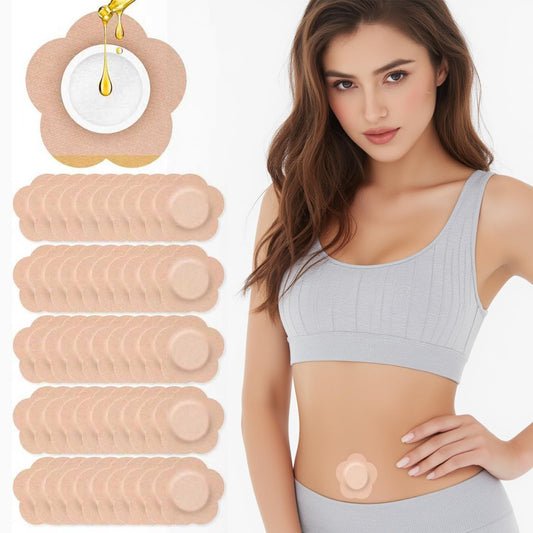 Beige castor oil patch in packaging (organic cotton)