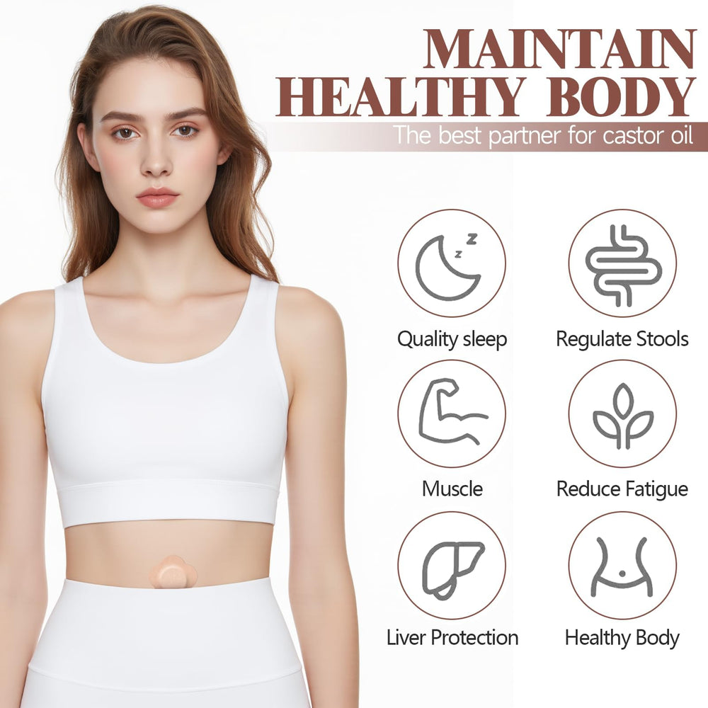 Close-up of beige organic cotton belly button patch
