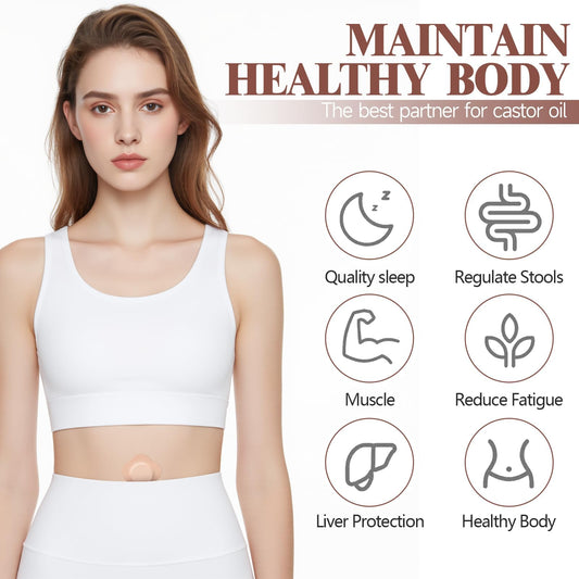 Close-up of beige organic cotton belly button patch