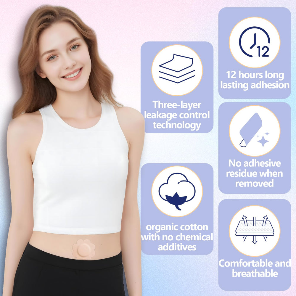 Pack of 100 disposable castor oil patches beige flowers