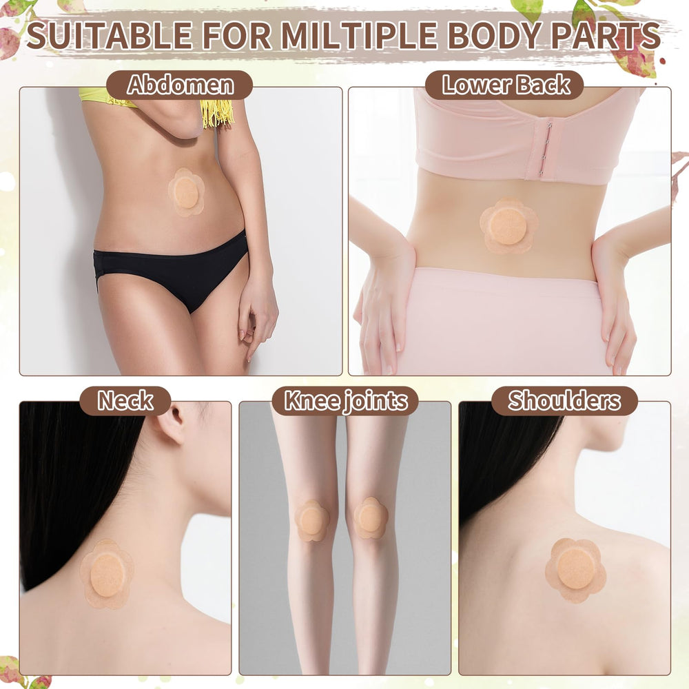 Patch applied to skin around the navel