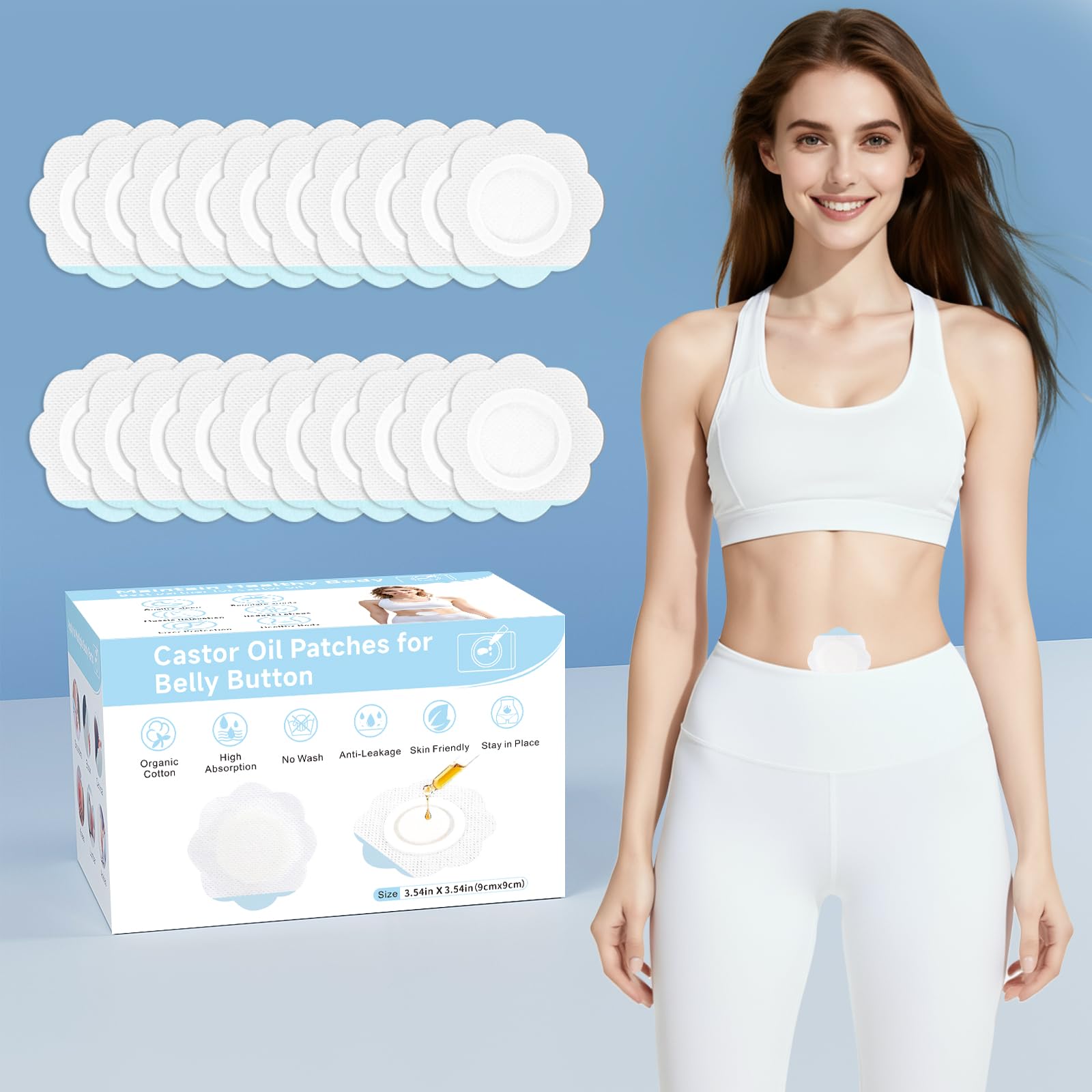 Castor Oil Patches XL 60-count package - front view