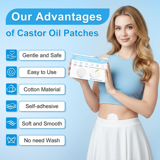 Close-up of the 9x9 cm XL patch in the Castor Oil Patches pack