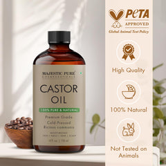 Close-up of pump bottle showing castor oil texture