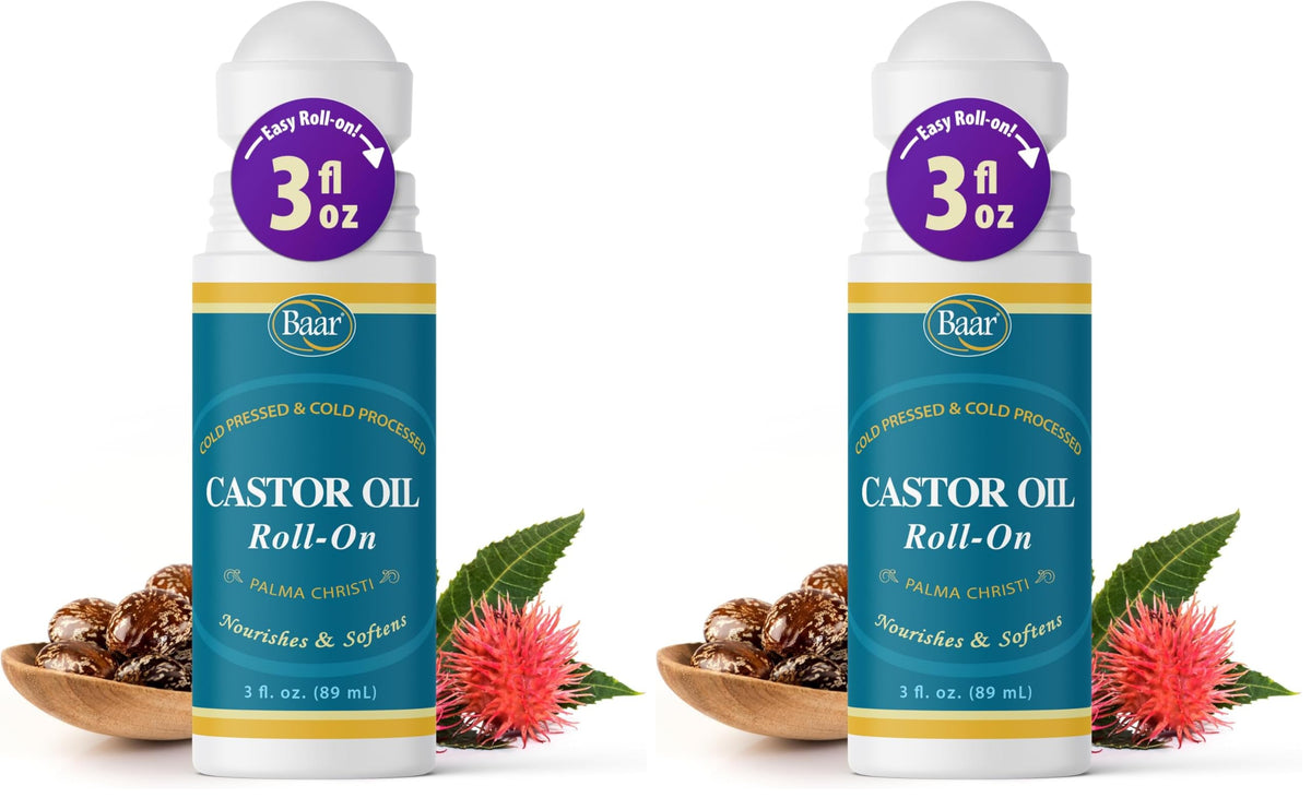 Baar Products Castor Oil Roll-On 3 oz bottle with packaging