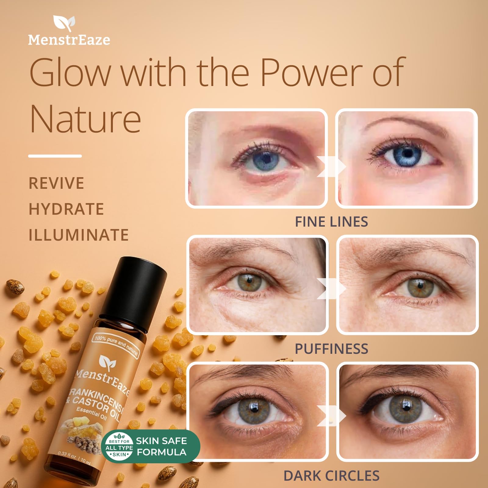 Under-eye skin care product next to green leaves