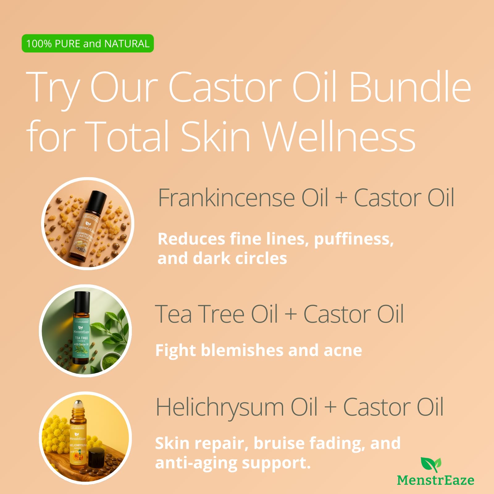 Frankincense and castor oil ingredients illustration