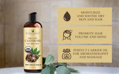 Castor oil for skin and body applications