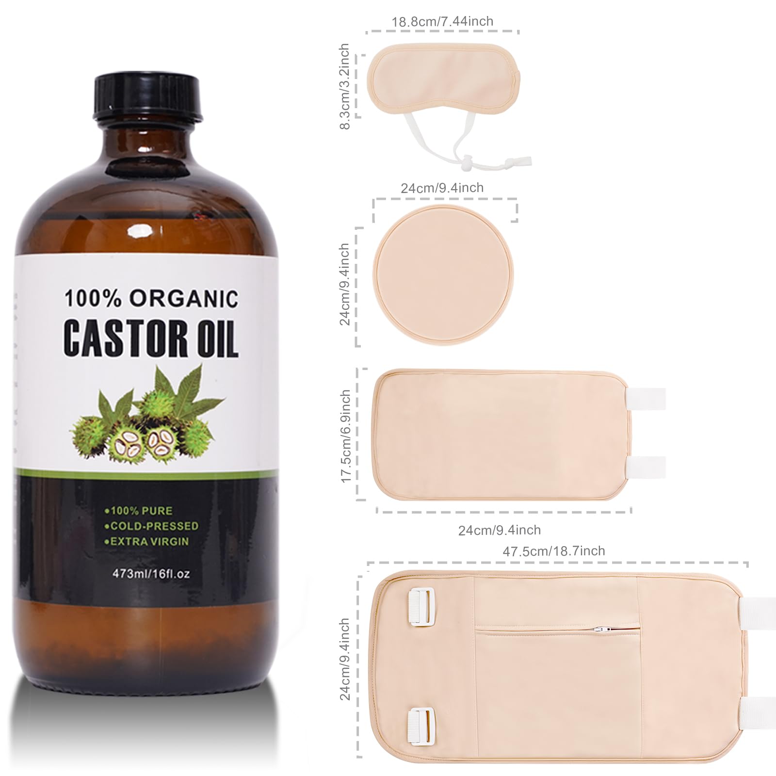 Complete 6-piece castor oil therapy gift set