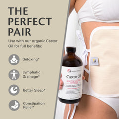 Adjustable nylon straps on castor oil wrap