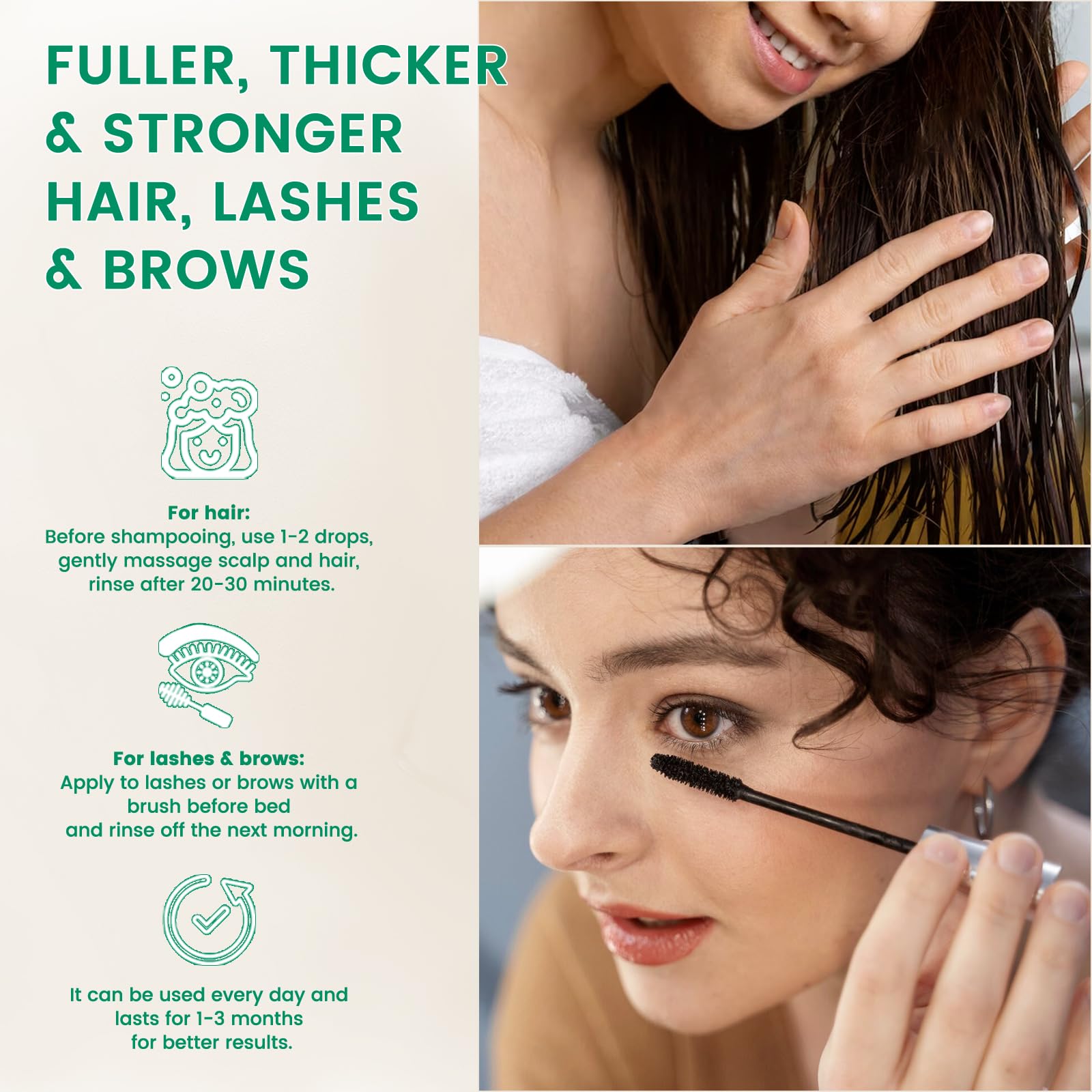 Eyebrows and eyelashes benefiting from castor oil