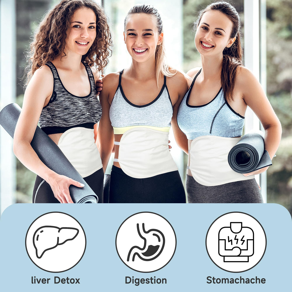 Castor Oil Pack Wrap in use around the abdomen