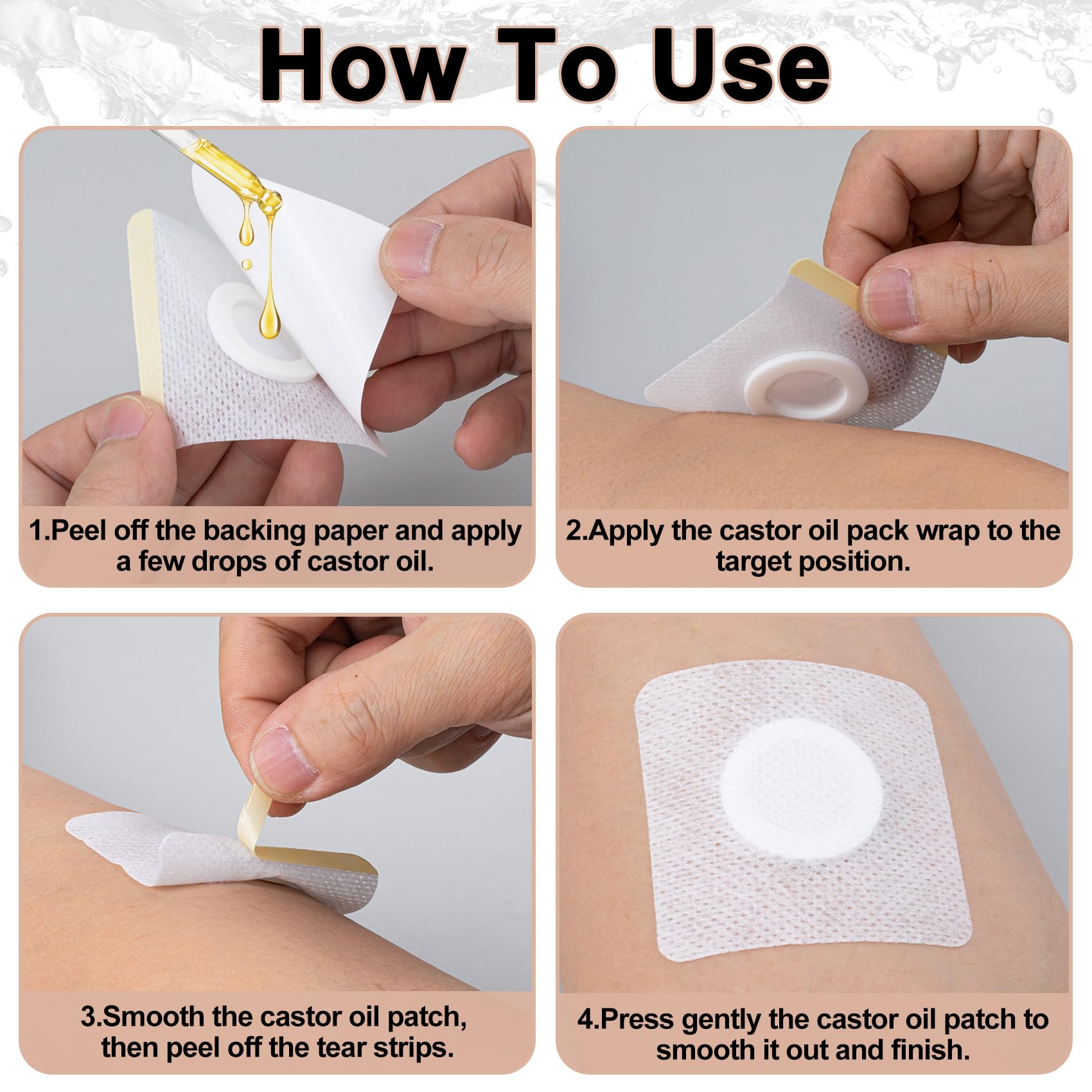Self-adhesive belly button patches applied on skin