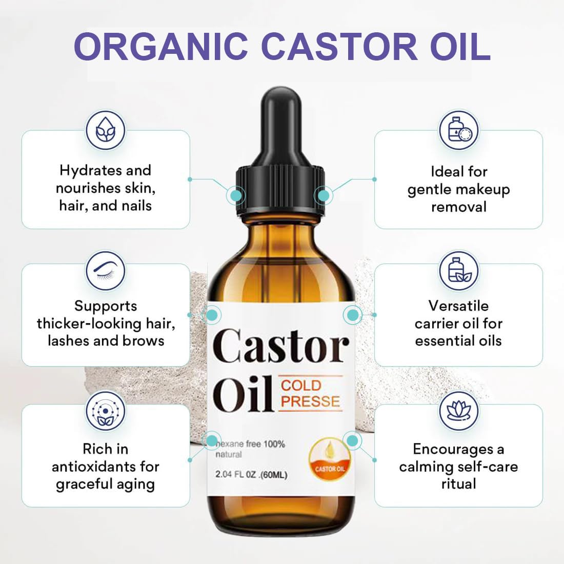 Self-adhesive castor oil patches for neck or shoulders