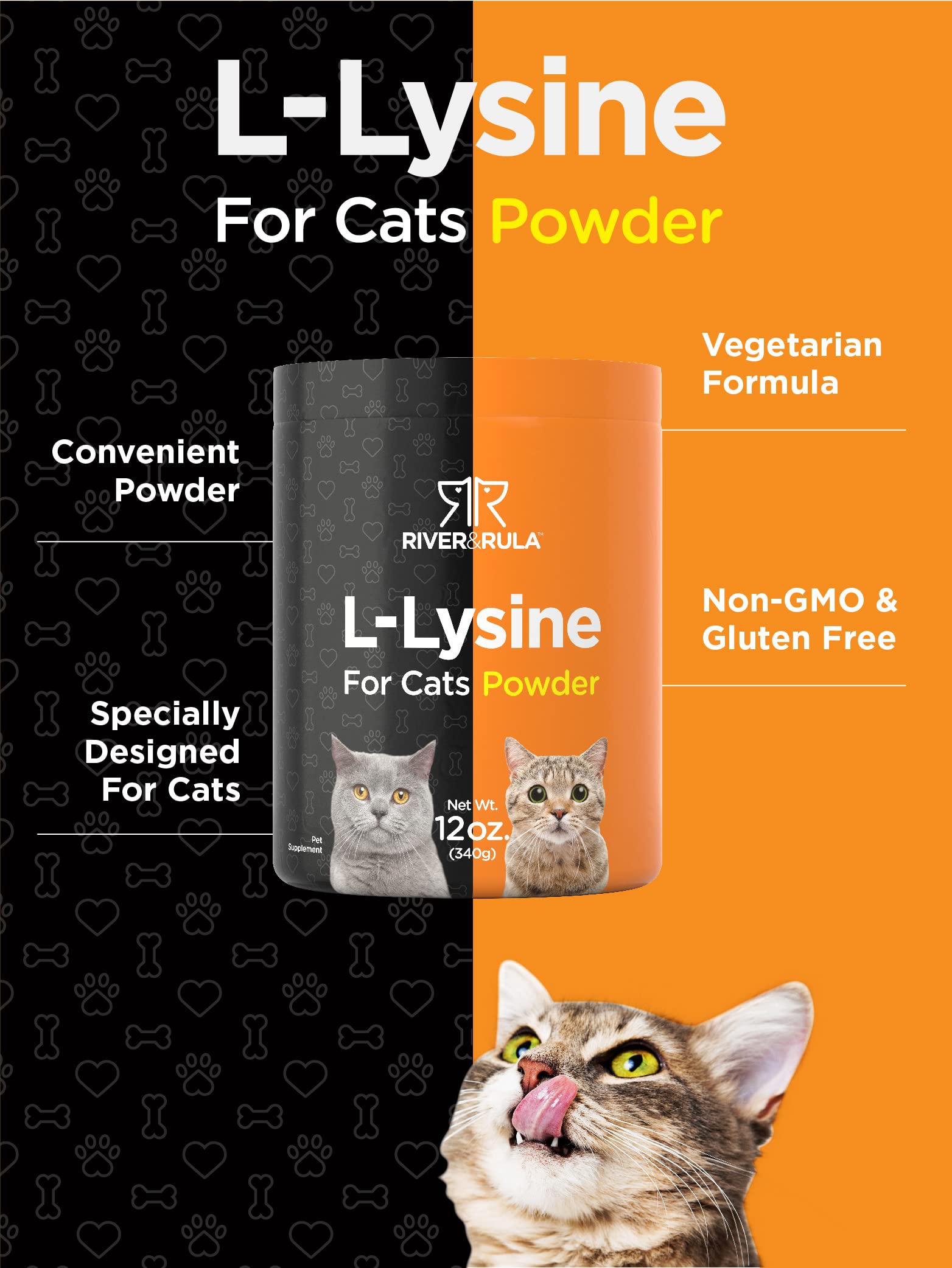 Cat health supplement Lysine powder 12oz packaging