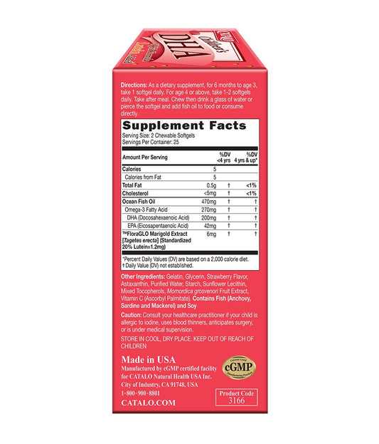 Close-up of strawberry-flavored children's chewable softgels