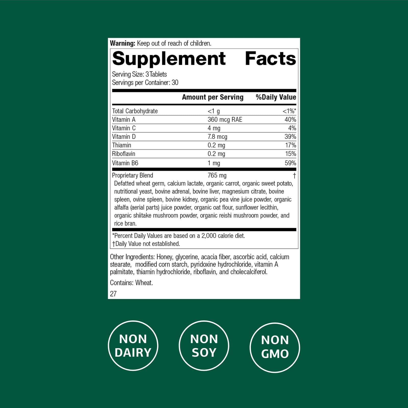 Catalyn bottle back label with supplement facts