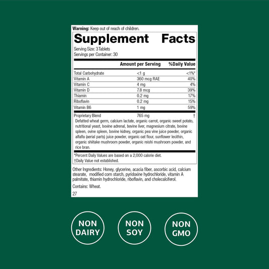 Catalyn bottle back label with supplement facts