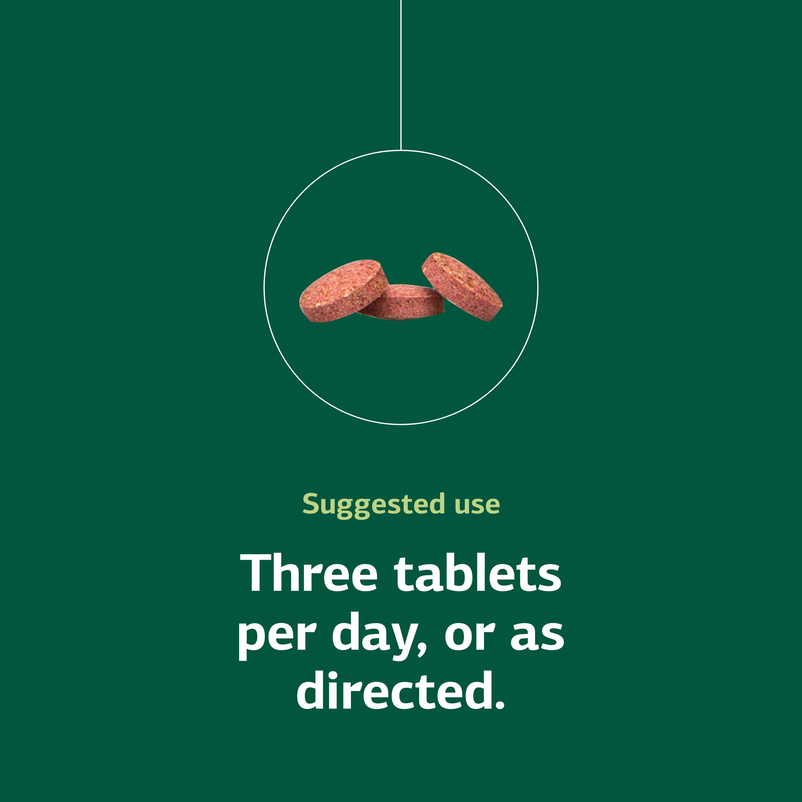 Chewable tablet with water illustrating daily use