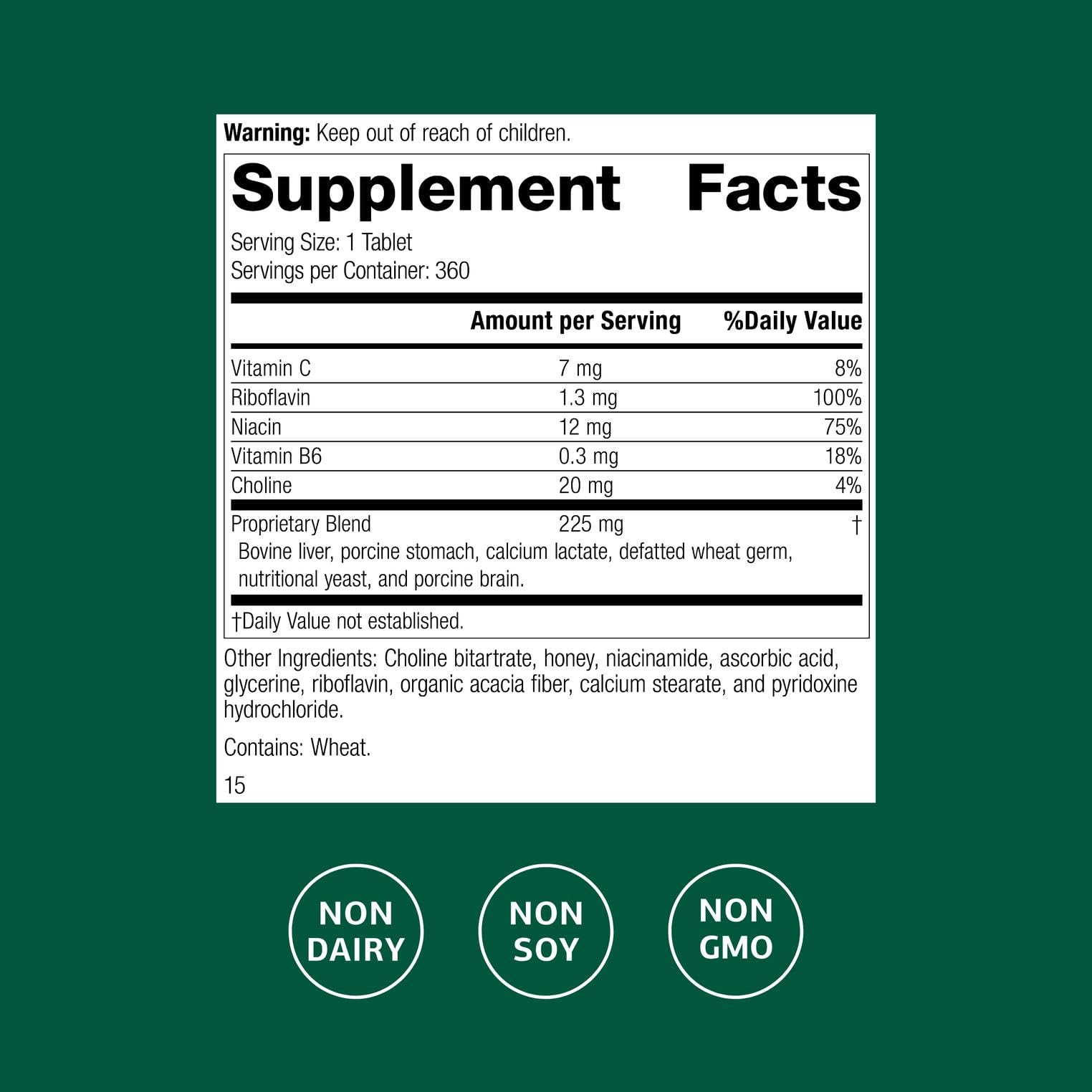 Cataplex B2 bottle showing brain, liver, and nervous system support