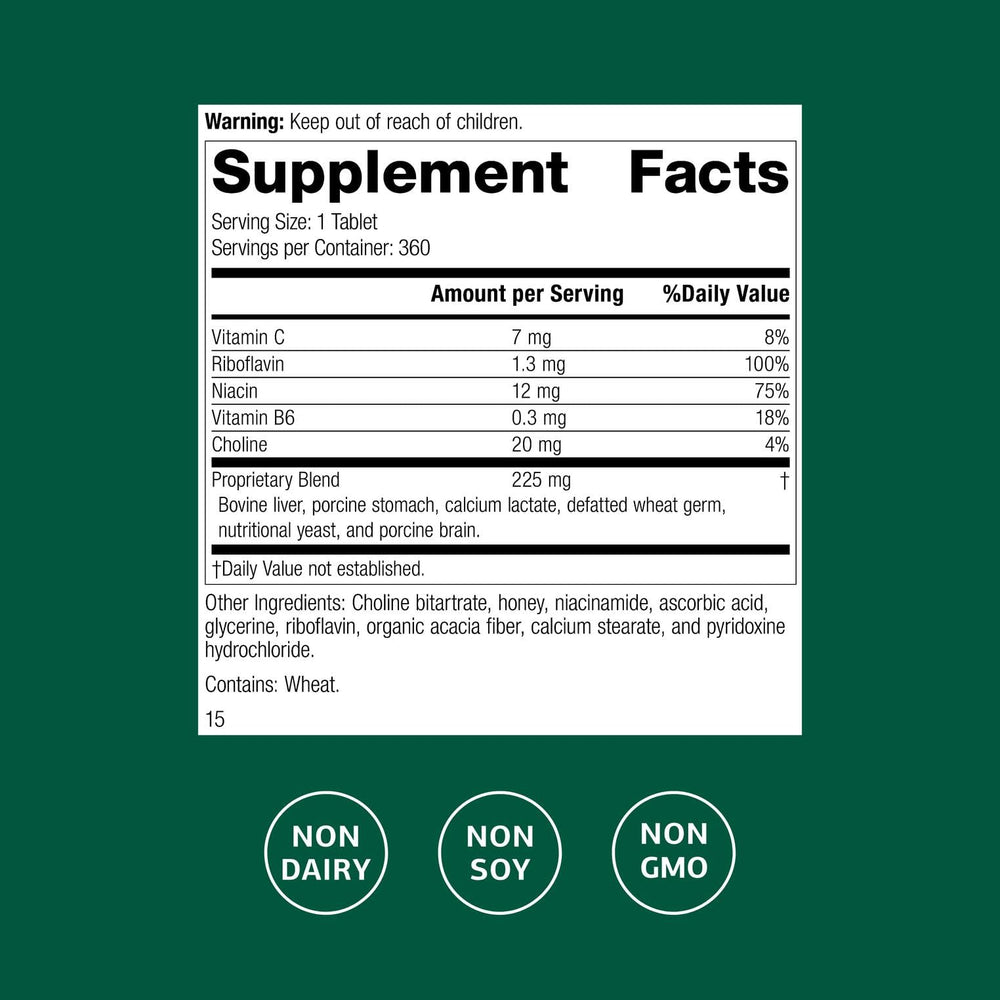 Cataplex B2 bottle showing brain, liver, and nervous system support