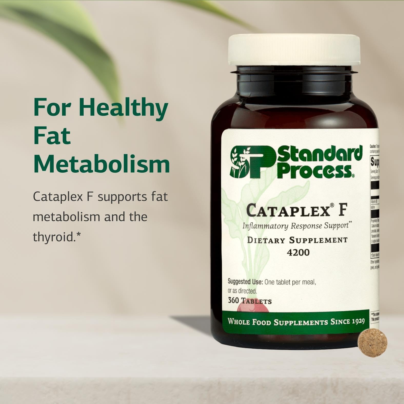 Cataplex F bottle with label close-up