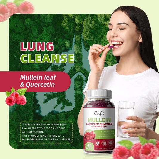 Catfit Mullein Gummies Raspberry flavor back label