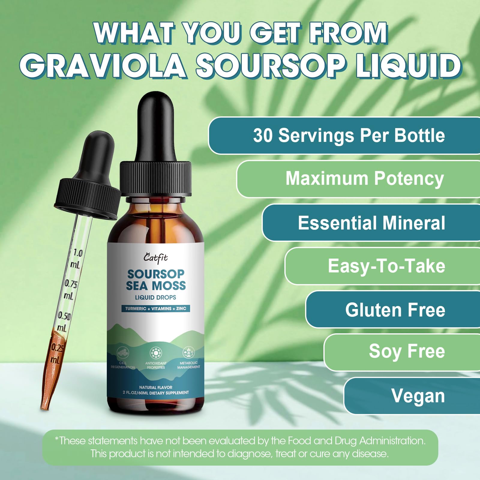 Sea moss and turmeric beside Catfit liquid drops