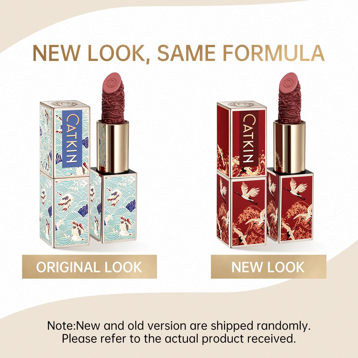 Catkin Lipstick outer case inspired by traditional painting artwork detail.