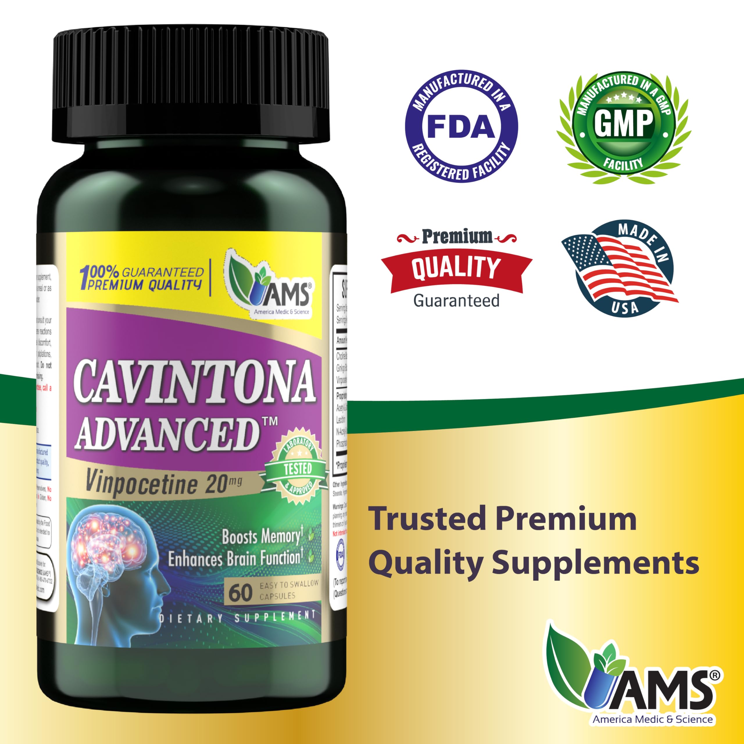 Dosing information chart for Cavintona capsules