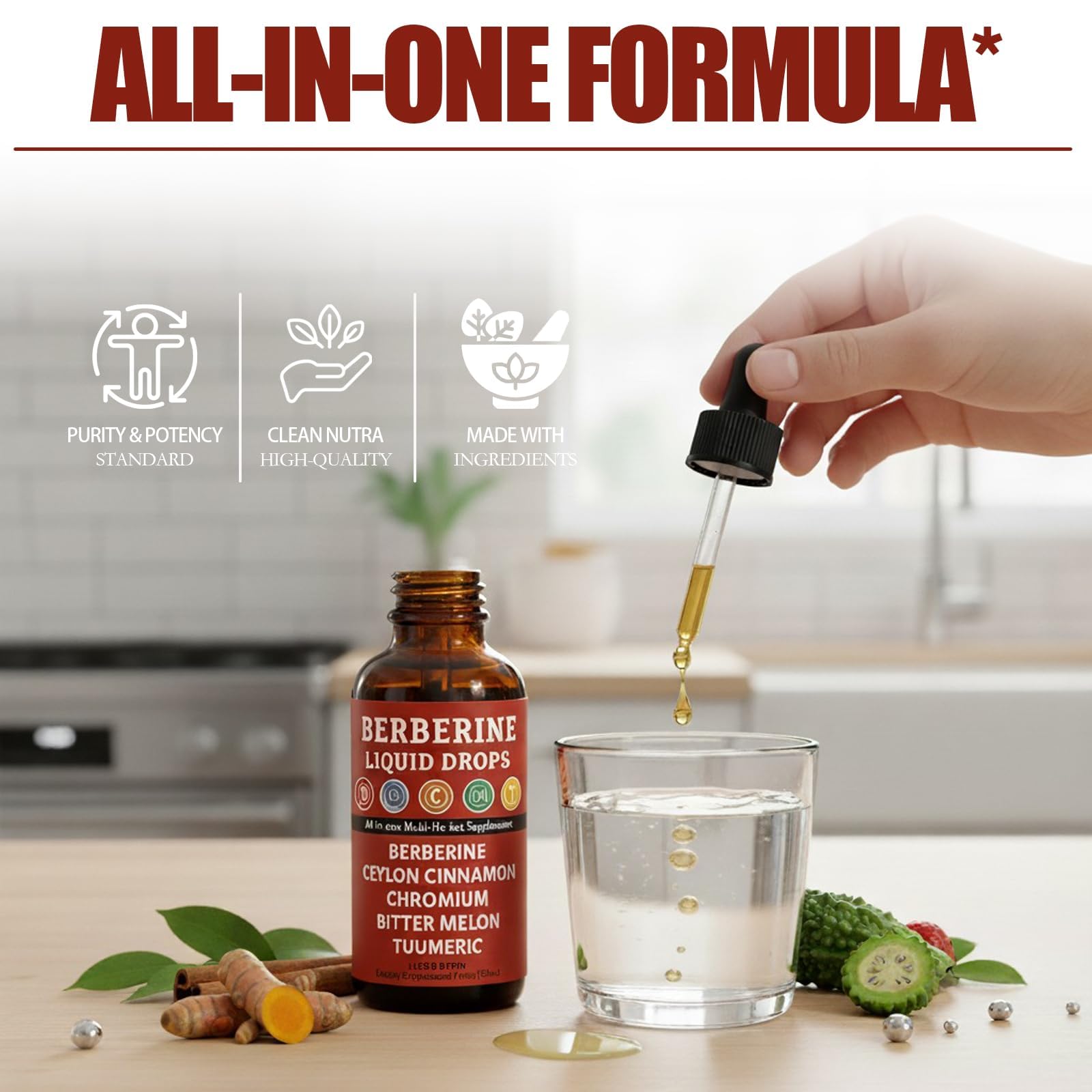 Cavora liquid drops bottle with label close-up