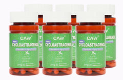 Close-up of CAW Nano Cycloastragenol enteric-coated capsules
