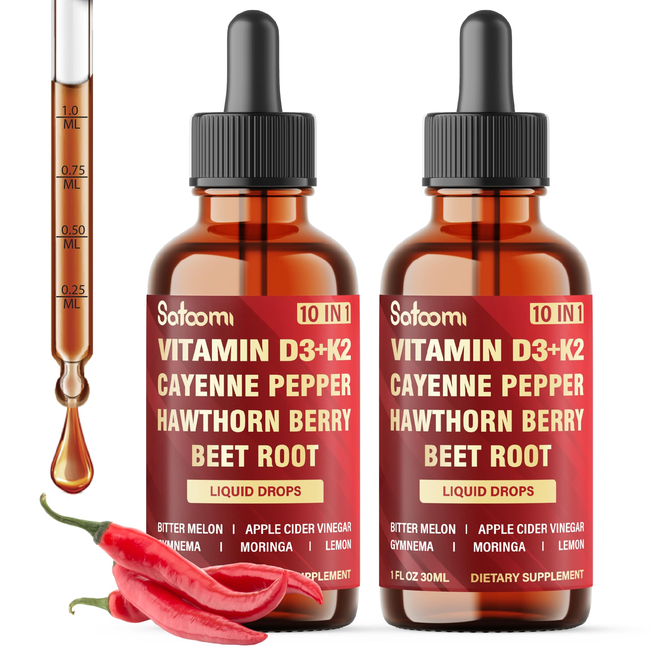 Two Cayenne Pepper Liquid Drops 30ml bottles (120-day supply)