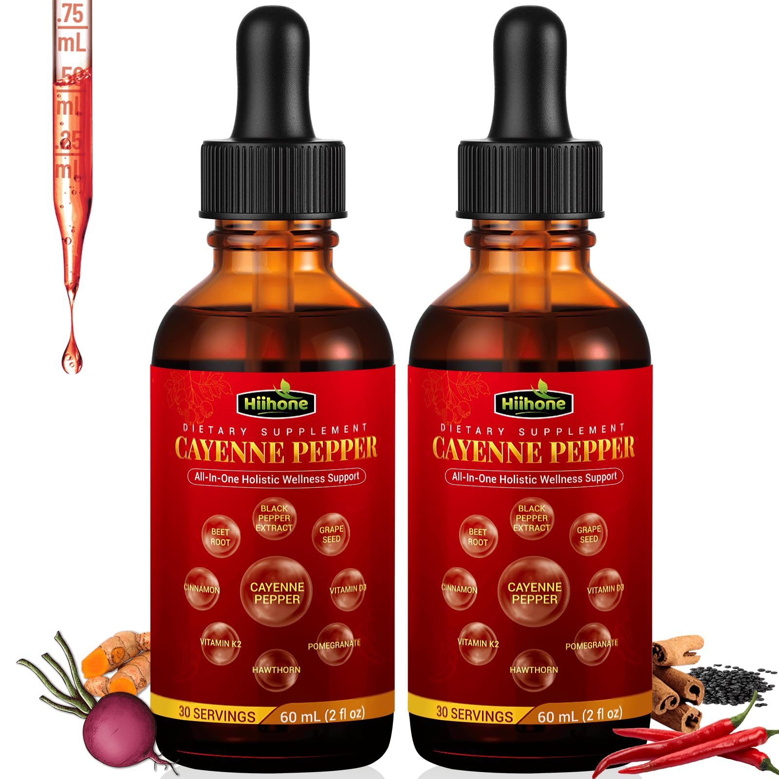 Front view of the (2 Packs) 10-in-1 Cayenne Pepper Drops bottle