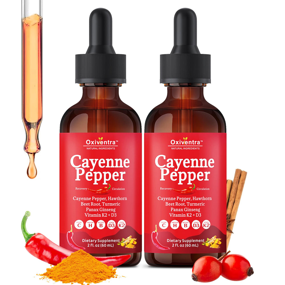 Front view of Cayenne Pepper Drops bottle with label