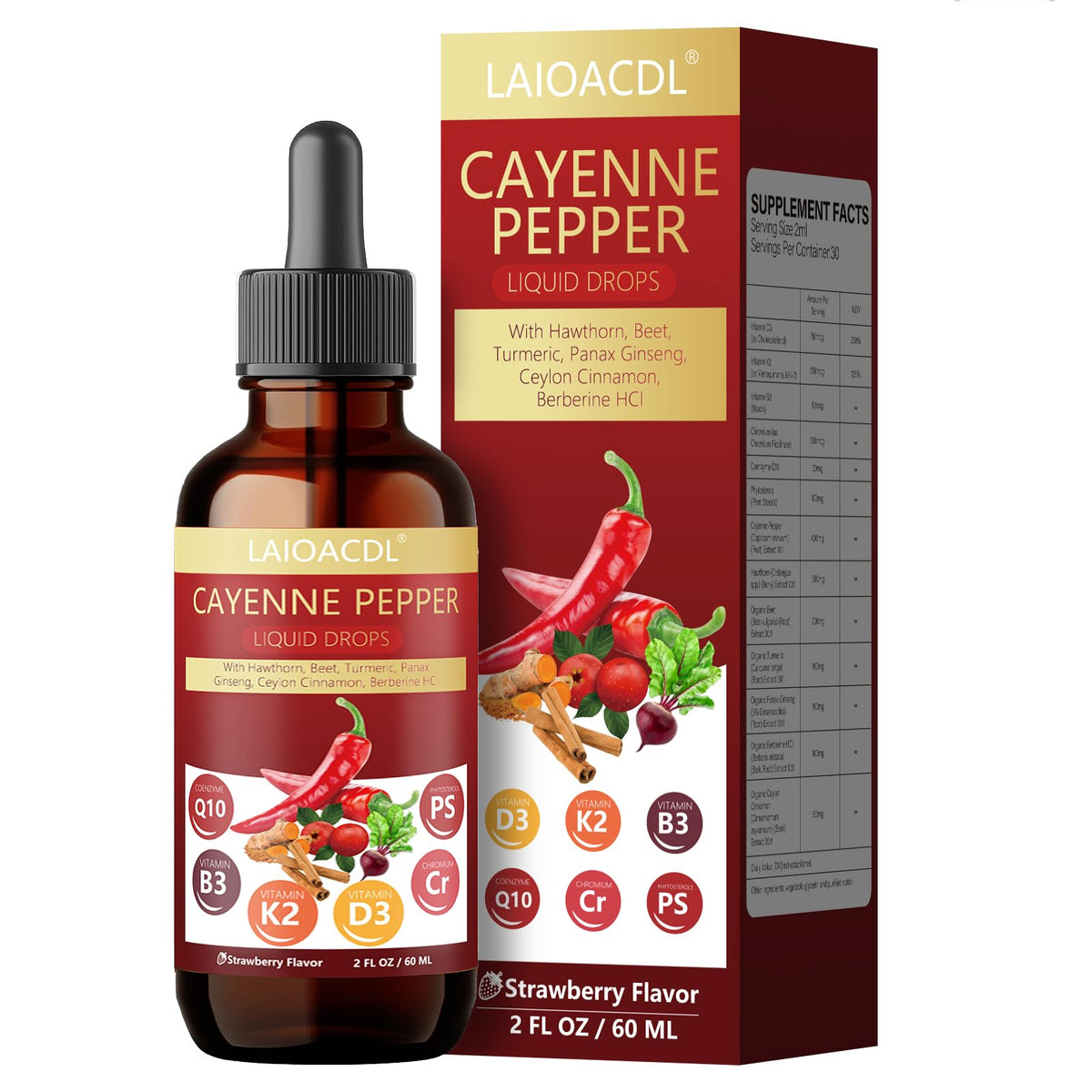 Cayenne Pepper Drops bottle with strawberry flavor