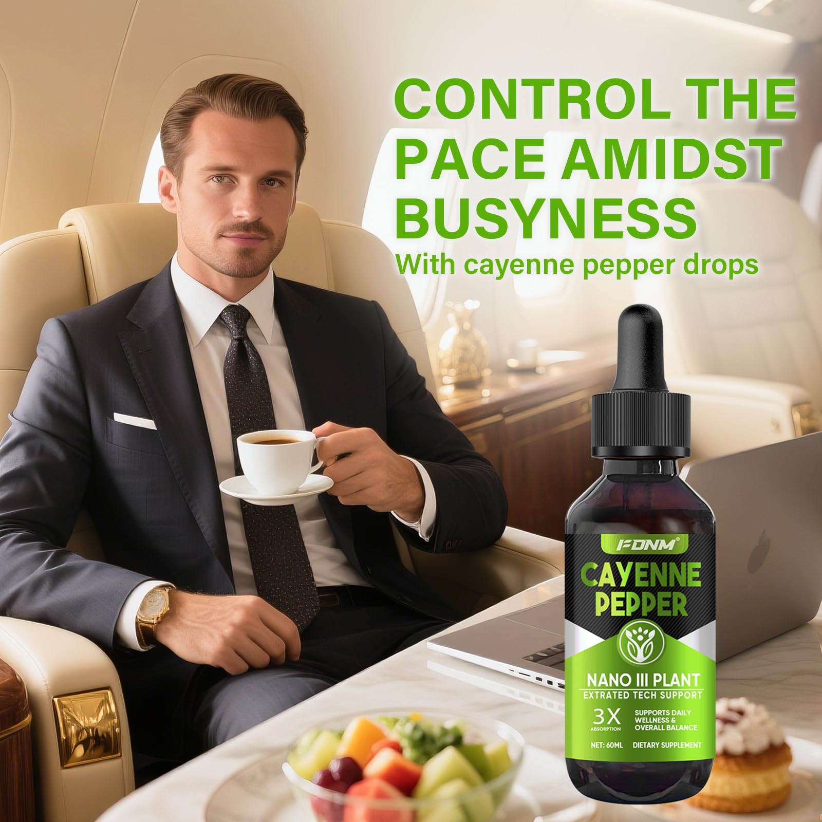 Front view of Cayenne Pepper Drops 60 ml bottle