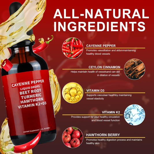 Close-up of cayenne pepper extract and hawthorn berry ingredients