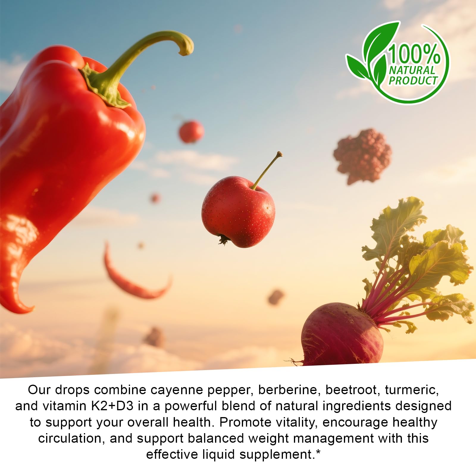 2 fl oz bottle of Cayenne Pepper Drops with Vitamin D3 and Vitamin K2