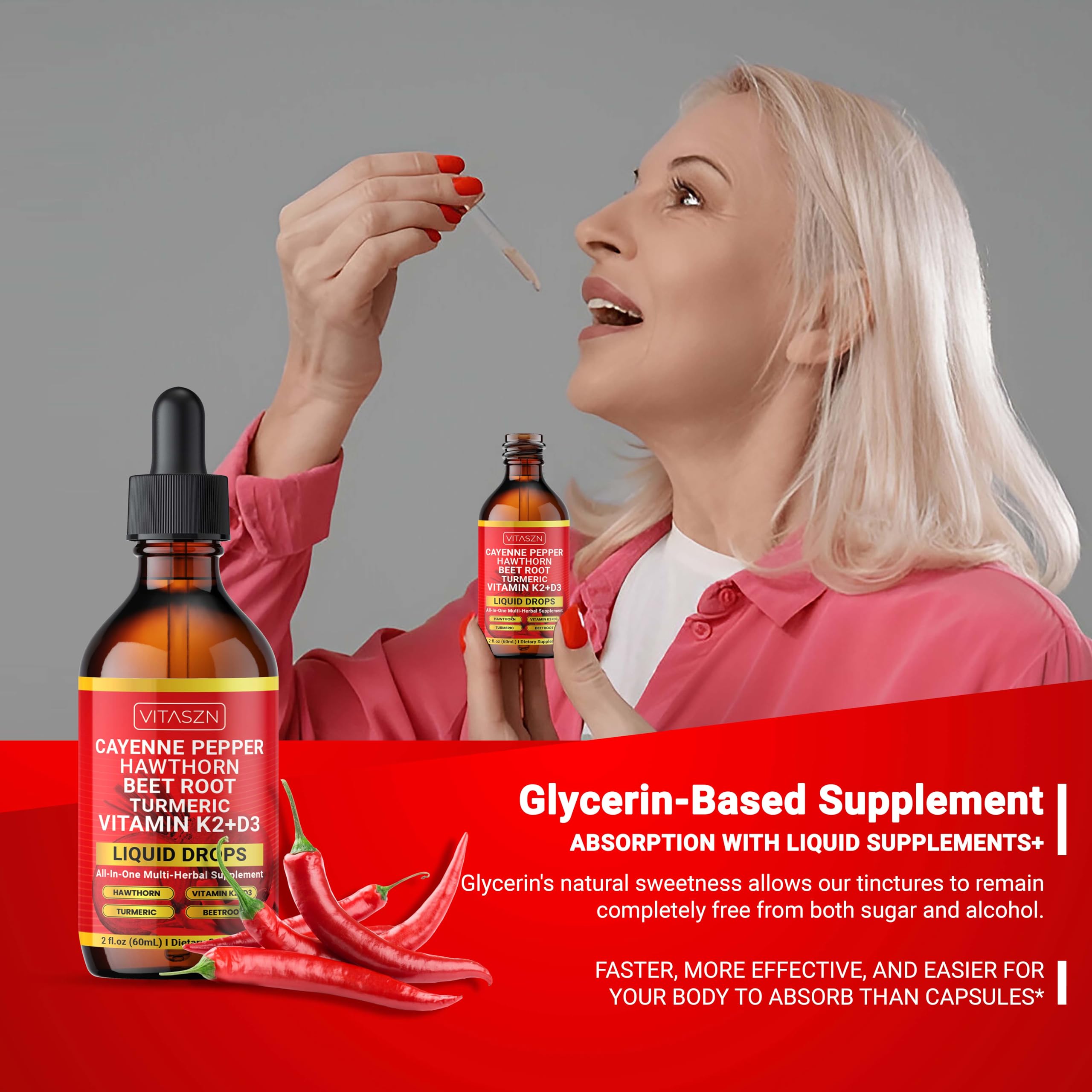 Ginseng and berberine blended with cayenne pepper drops